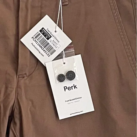 Perk Flat Front Slim Fit Stretch Feel Good Chinos Men’s 31x 32 Twill Casual NEW - Picture 8 of 13